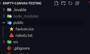 Explorador de archivos del proyecto mostrando el archivo favicon.ico dentro de la carpeta public